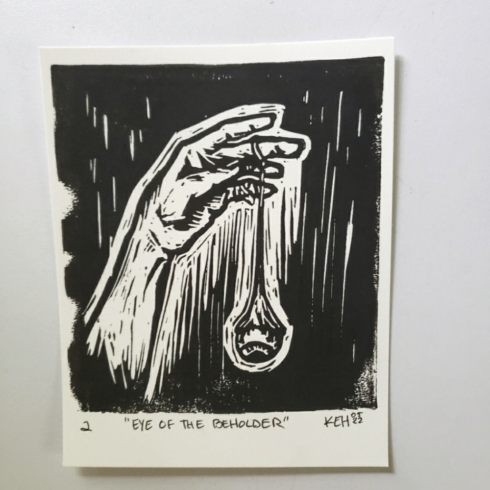 🌻 eye of the beholder 2 • linocut print